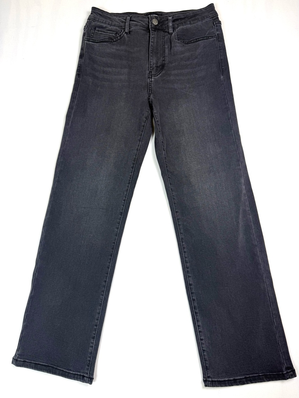 Well Worn Womens Jeans 6/28 High Rise Straight Leg Washed Black Faded Denim